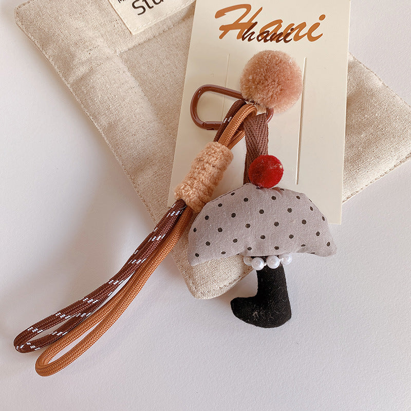 Wholesale Fresh Mori Korean Style Fabric Mushroom Car Keychain Pendant Bag Pendant Mobile Phone Chain